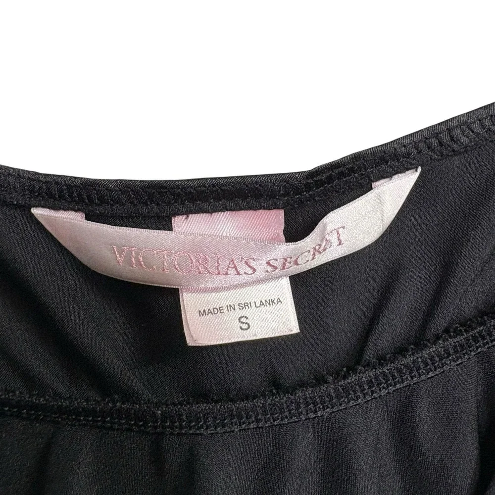 Victoria's Secret Womens Chemise Nightgown Small Black Satin Babydoll Lingerie